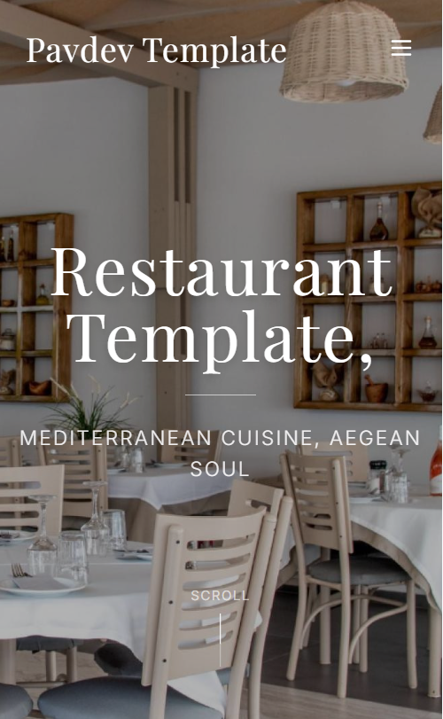 Αρχική σελίδα της template ιστοσελίδας εστιατορίου